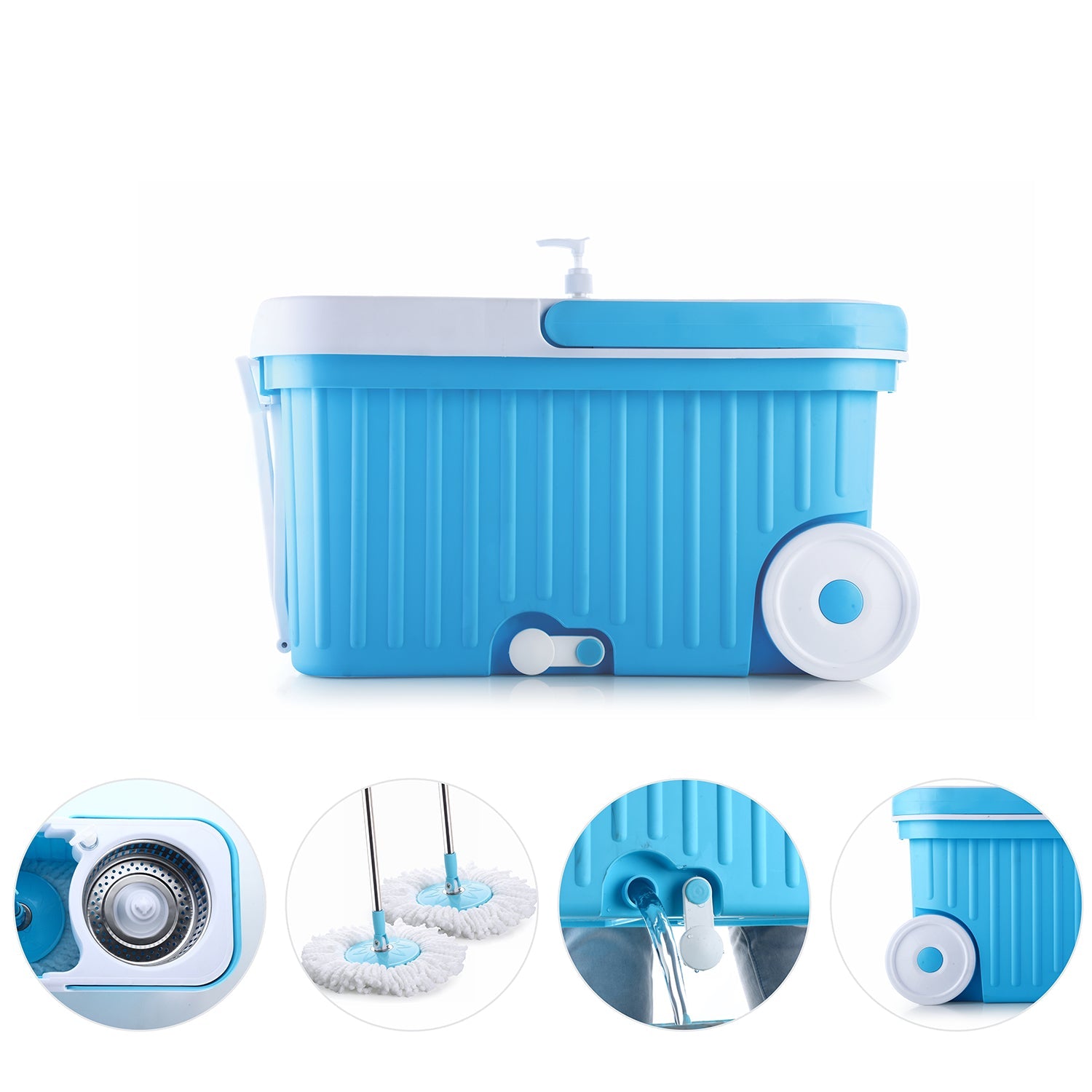 8712 Sporty Plastic Spin Mop with Bigger Wheels and Plastic Auto Fold Handle for 360 Degree Cleaning. DeoDap 8712 Sporty Plastic Spin Mop with Bigger Wheels and Plastic Auto Fold Handle for 360 Degree Cleaning. DeoDap